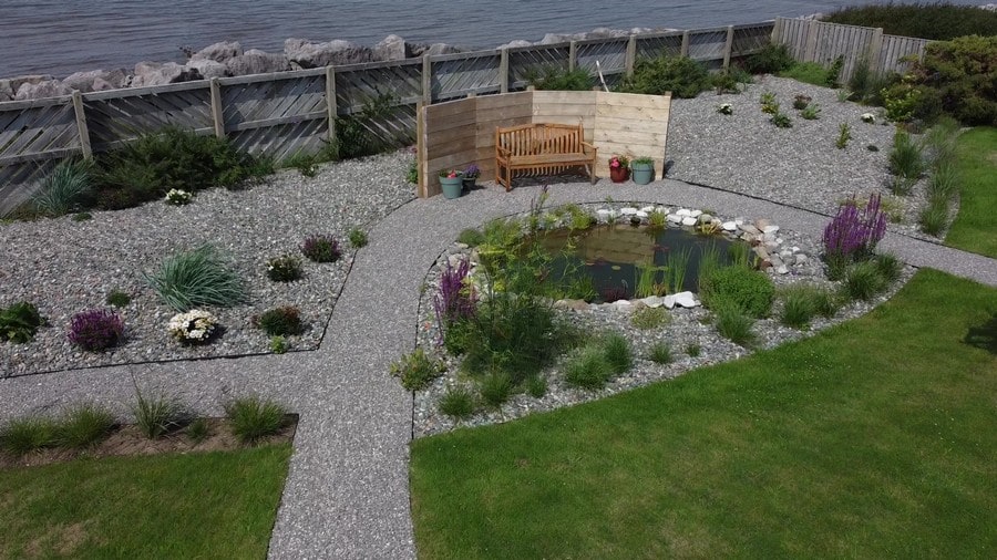 Costal themed 'sea groyne' seating area
