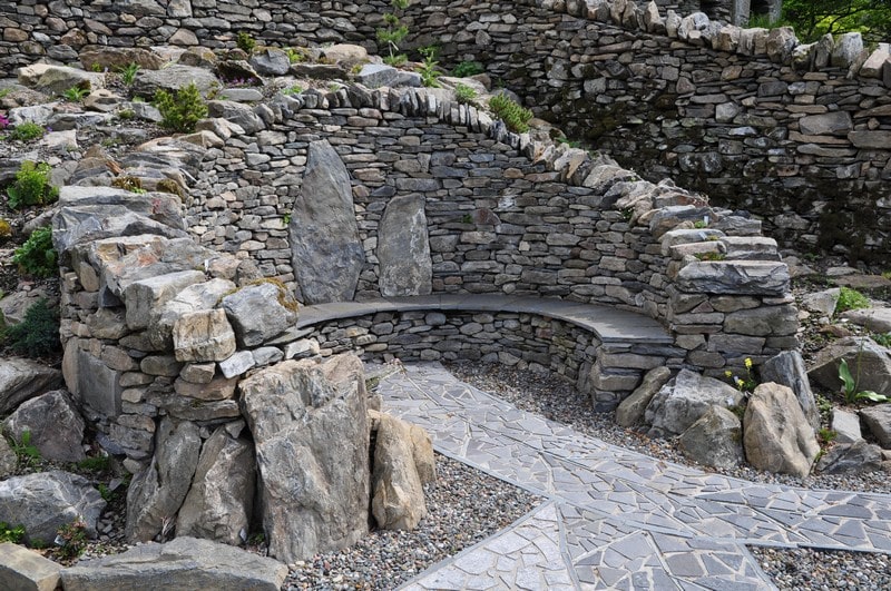 Landscaping: A sheltered stone seating area